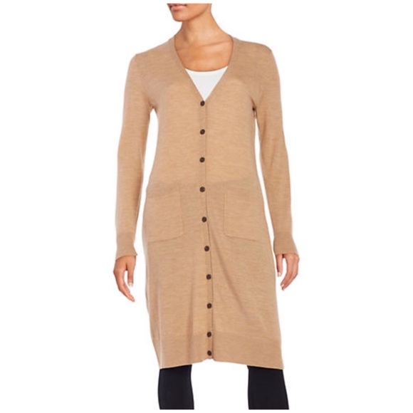 Merino Wool Camel Cardigan Xs 